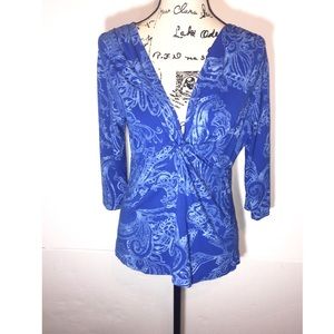 3/$25 Fresh Produce Twist Front Damask Blouse
